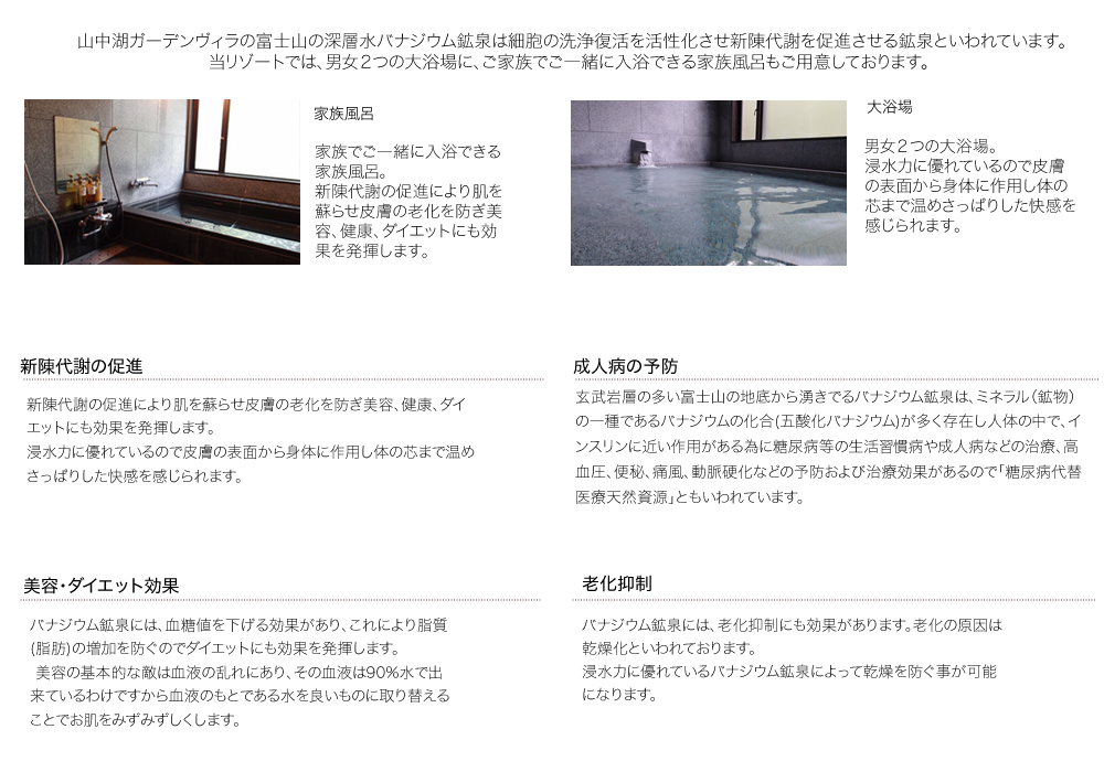 バナジウム鉱泉の大浴場